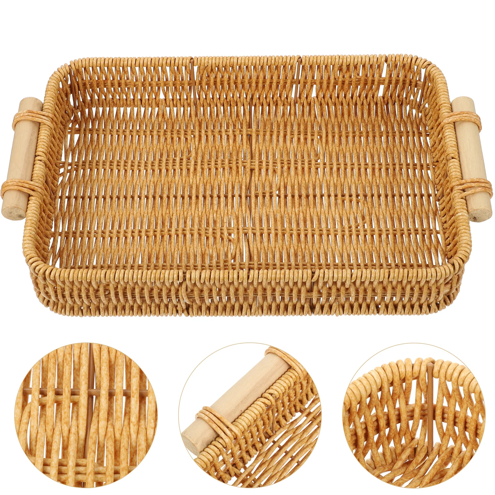 

Storage Baskets Rattan Woven Snack Fruit Manual Kitchen Organizer Hand Small Food