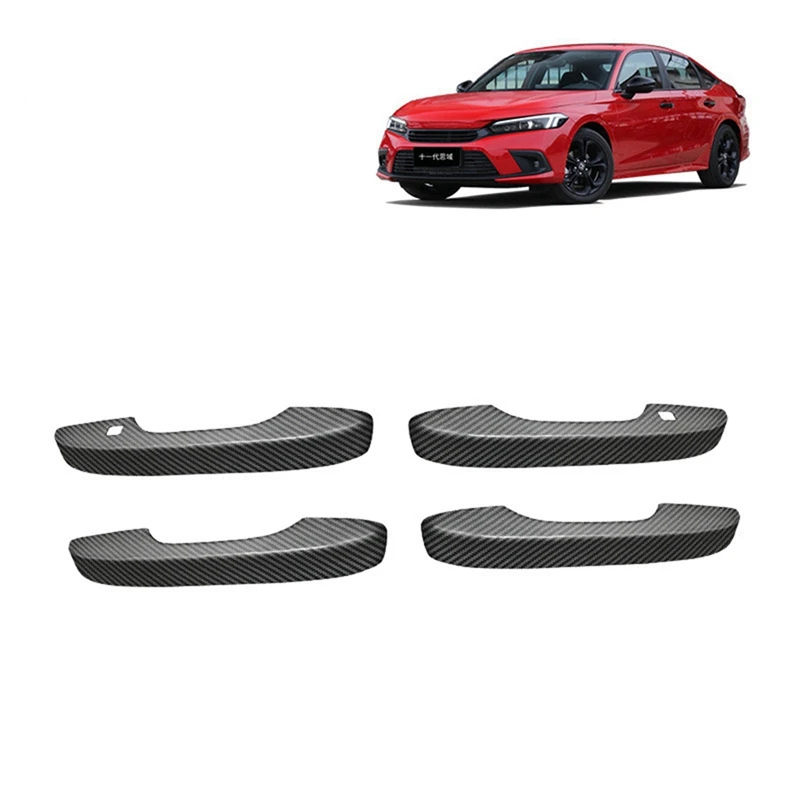 For 11Th Gen Honda Civic 2022 Carbon Fiber Door Handle Cover Trim Decorative Sticker Interior Accessories, 12PCS