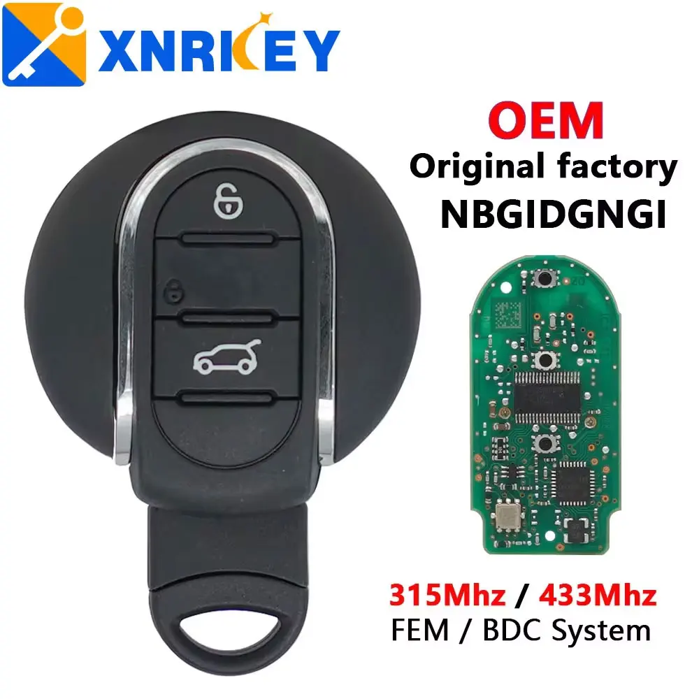 XNRKEY Remote Car Key 315Mhz 433mhz ID49 PCF7953  for BMW Mini Cooper F-Series F55 F56 Clubman 14-18 Auto Keyless go 3BTN