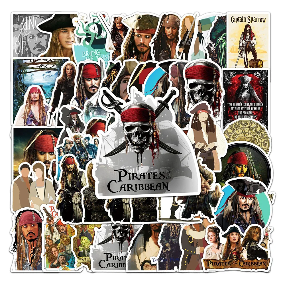 10/30/50pcs Pirates of the Caribbean Stickers Disney Movie DIY Laptop Phone Helmet PVC Graffiti Cartoon Sticker Decals for Kids