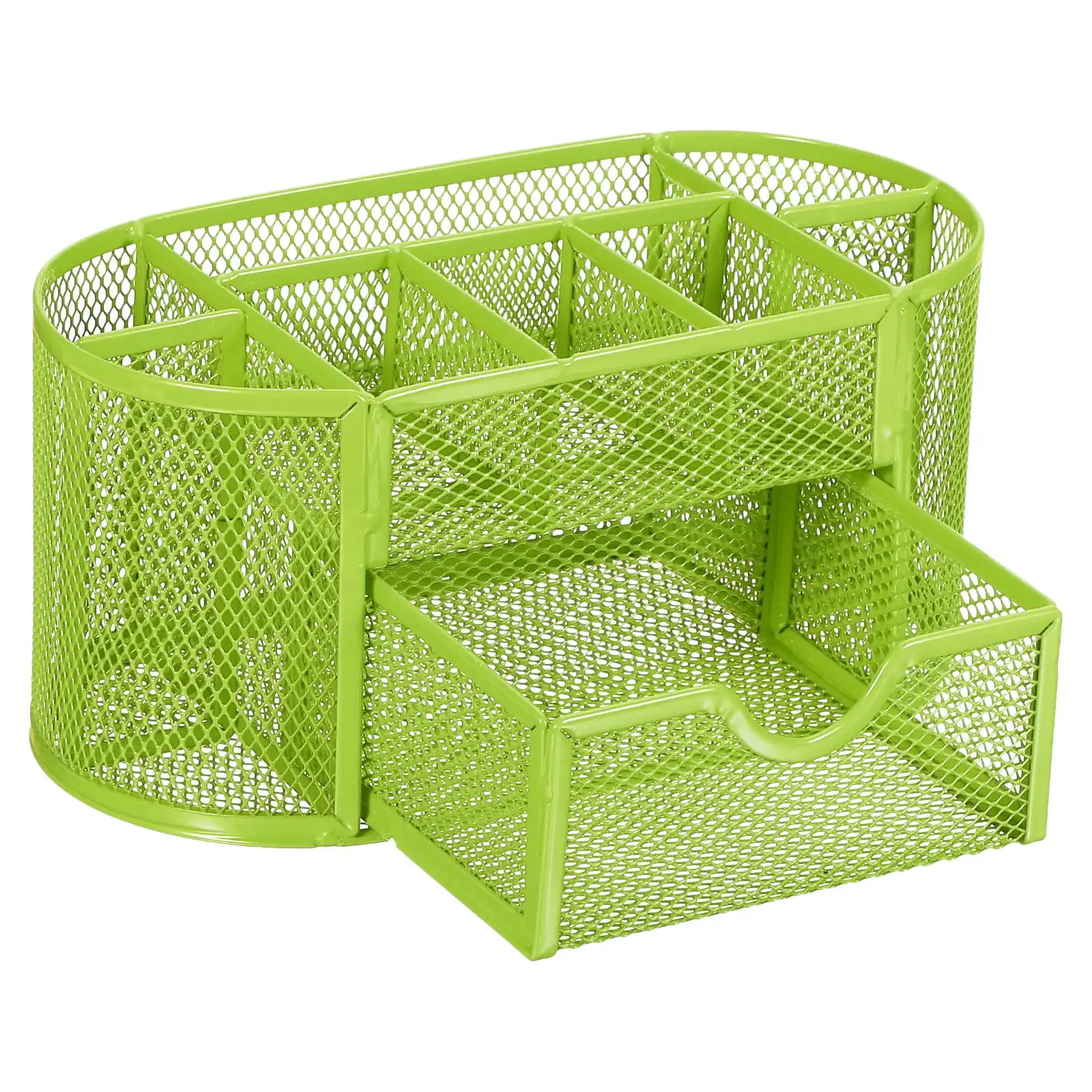 Portapenne con occasioni uniche portapenne ovale in metallo Organizer da scrivania 8 scomparti e 1 cassetto verde