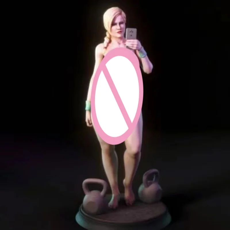 Fitness meisje met handtelefoon Nsfw diy twee versies hars beeldje 1/24 schaal 75 mm model kit ongemonteerd en ongeverfd