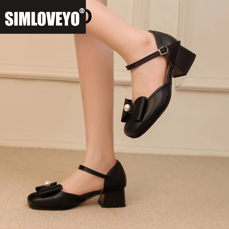 

SIMLOVEYO Sweet Mary Janes Женские сандалии с круглым носком на массивном каблуке 4,5 см, с пряжкой и ремешком, бантом, большие размеры 45, 46 47 48 Туфли для свиданий