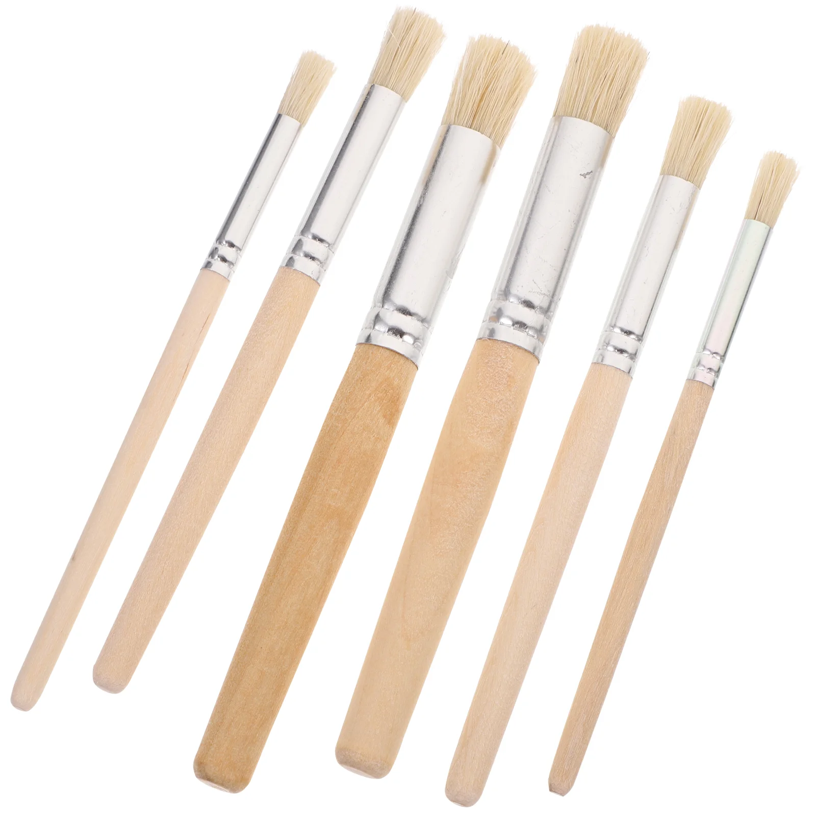 6 Pcs/set Watercolor Brush Pens Paint Car for Acrylic Painting Beige Wooden Handle