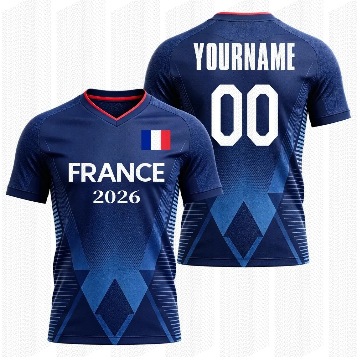 2026 France Flag Football Jersey - Custom Name & Number - Breathable Quick Dry - Unisex Training Top - Fan Gift