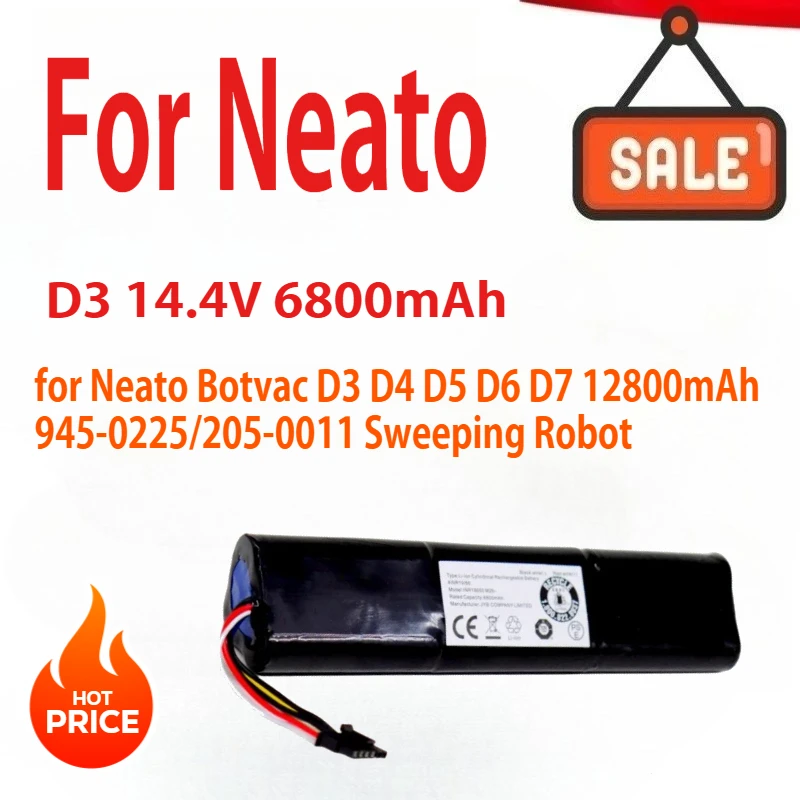 

14.4V 6800mAh 12800mAh Li ion Replacement Battery For Neato Botvac D3 D4 D5 D6 D7 945-0225/205-0011 Sweeping Robot