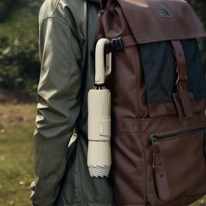 Automatic umbrella three-fold large reinforced thickened and strong wind-resistant folding umbrella for both weather and rain