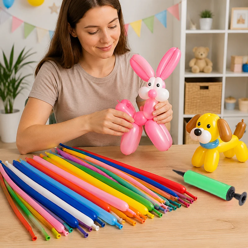 Balloon Pump Hand - 50~200pcs Spiral Balloons Colorful with Hand