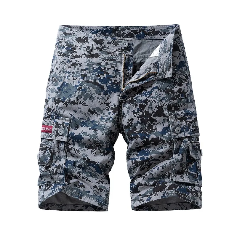 

Summer Harajuku Retro Casual Straight Shorts for Men's Cotton Camouflage Loose Sport Shorts Versatile Streetwear Cargo Pants