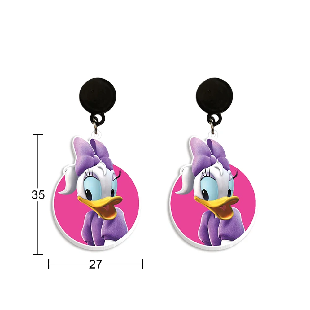 W New Arrival Disney Daisy Duck Donald Duck Acrylic Earrings For Girls Colorful Earrings Cute Jewelry Accessories