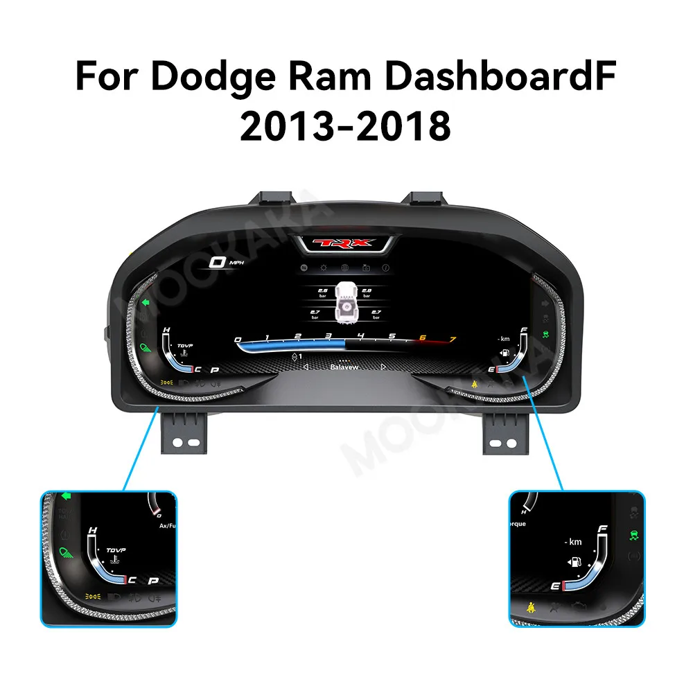 12.3Inch Screen Digital Cluster for Dodge RAM 1500/2500/3500 2009 - 2018 | Virtual Cockpit Upgrade | 2K IPS Screen & Plug & Play