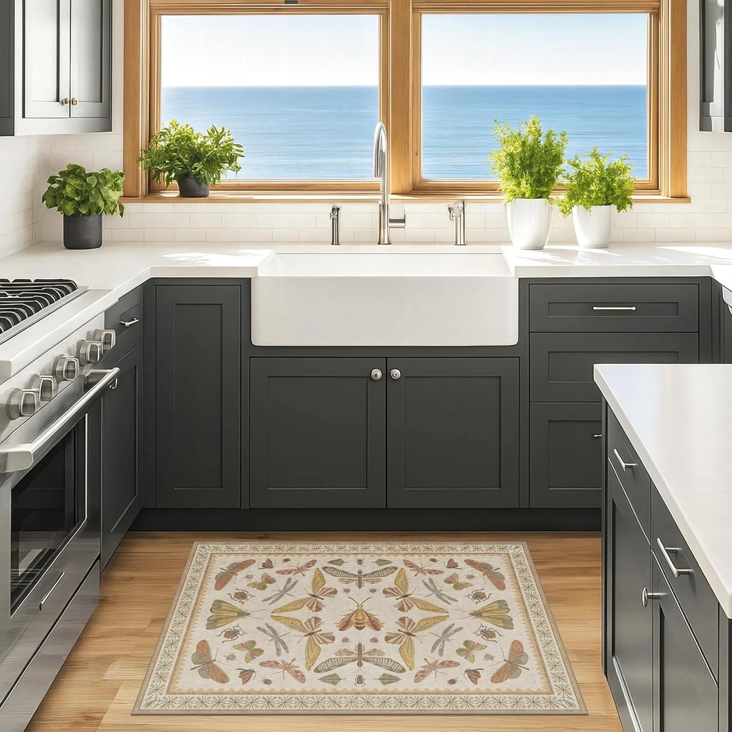 

Kitchen Floor Mat Runner Rug Hallway Non-slip Long Carpet Home Decor Insect Print Unique Bohemian Carpets Laundry Room Foot Mats