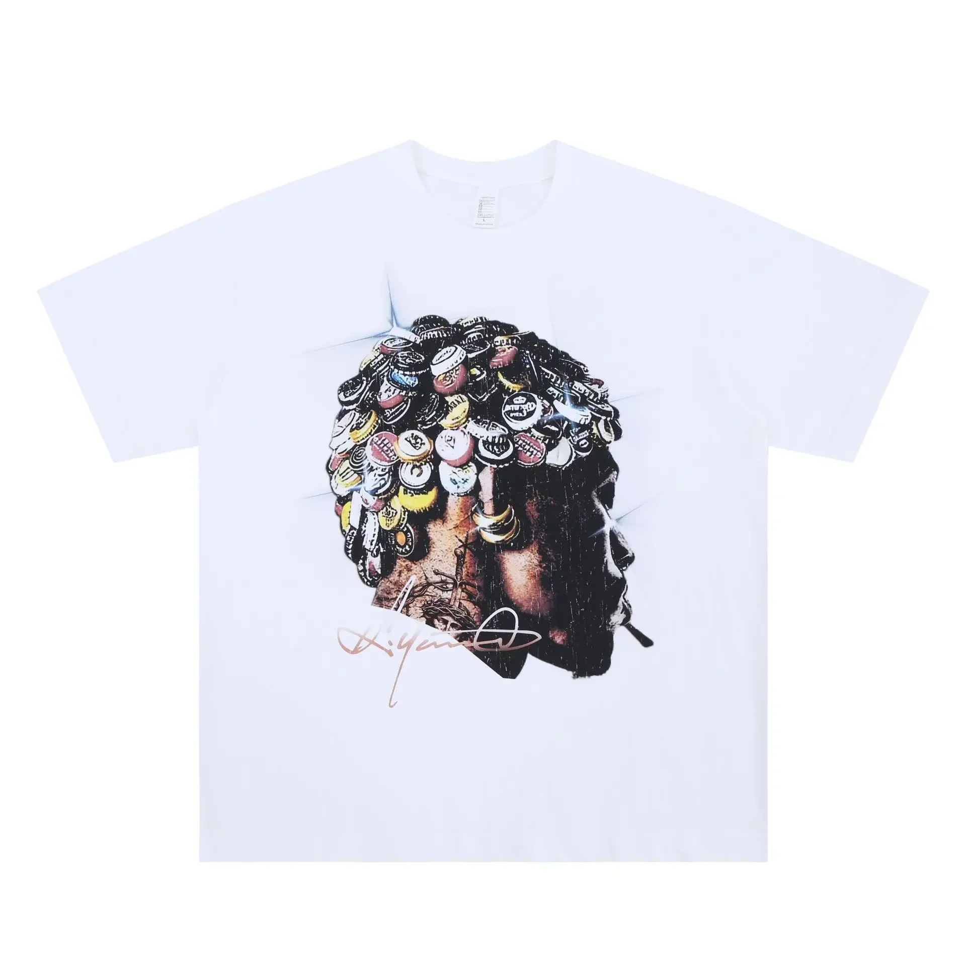 T-shirt oversize gotica harajuku da uomo con stampa digitale girocollo nuovo stile estate 2025