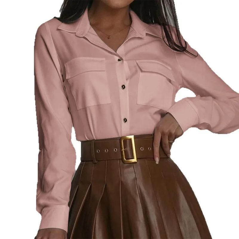 

Повседневная простая высококачественная рубашка с длинными рукавами на пуговицах для женщин, осень и зима 2025, кардиган на пуговицах