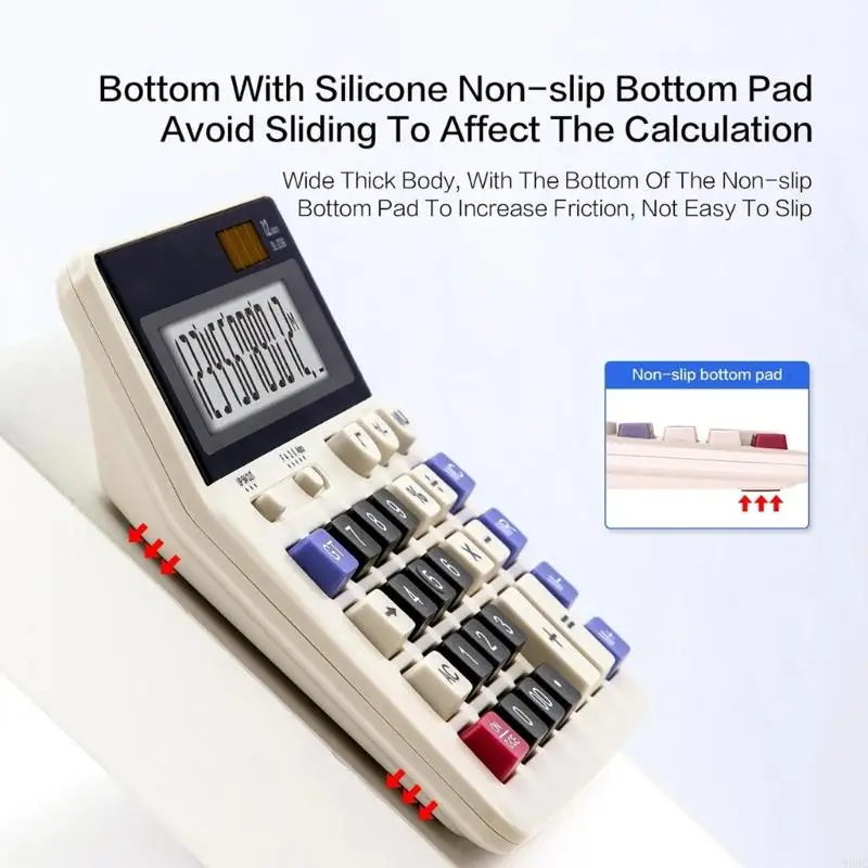 

Desk Calculator 12 Digit LCD Display Solar Battery Big Button Accounting Calculator Antislip Bottom for Home 896C