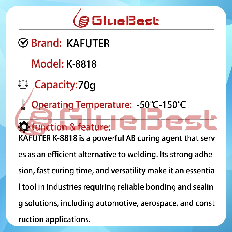 KAFUTER K-8818 ตัวแทนการบ่ม AB ความแข็งแรงสูงสําหรับการเปลี่ยนการเชื่อมและการใช้งานอะคริลิก ผลิตภัณฑ์ดั้งเดิม