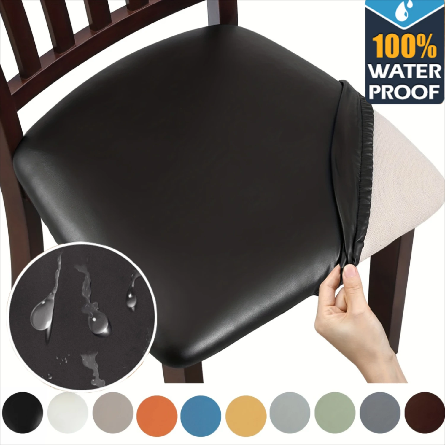 Elegant Waterproof and Durable PU Leather Chair Cushion Cover for Dining Room and Kitchen Chairs - Long-Lasting Stain-Resistant 