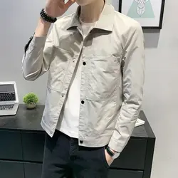 Men's Outerwear New Handsome Workwear Lapel Jacket Men's Korean Version Trendy Slim Fit Casual Clothes