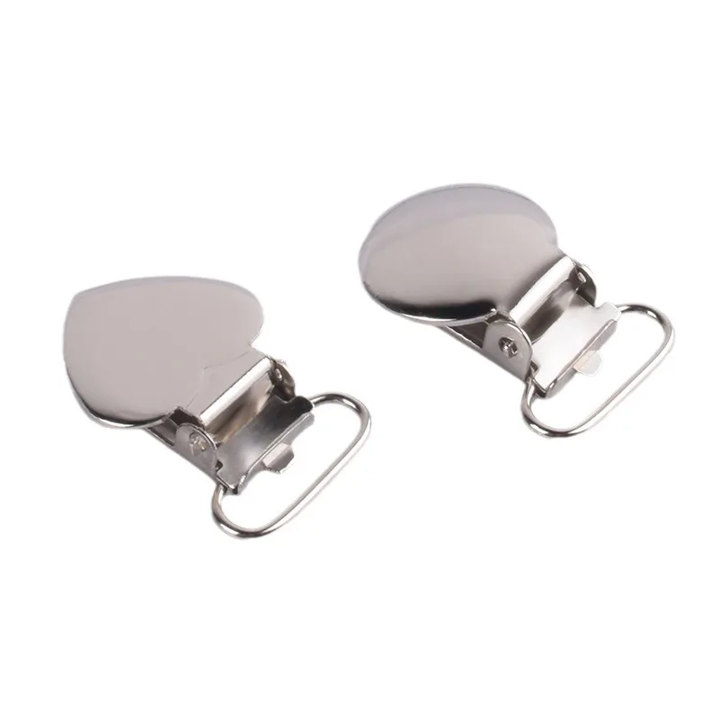 Creative Heart-shaped Garment Clips 20mm Nickel-plated Iron Anti-slip Clips Elastic Band Accessories
