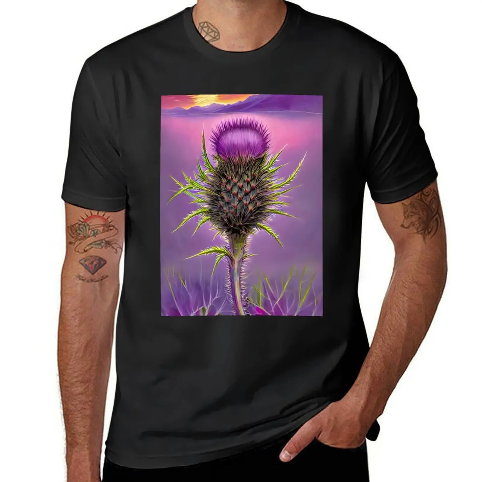 Scottish Thistle Contemporary Art T-Shirt boys animal print sweat t shirts for men pack