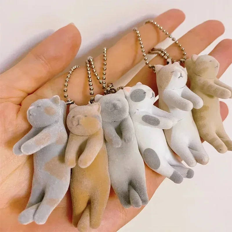 Qualia Gachapon Capsule Toy Tsumada Neko Flocking Cats Mascot Pendants Figurine Bag Purses Ornaments Blind Box Girls Gifts