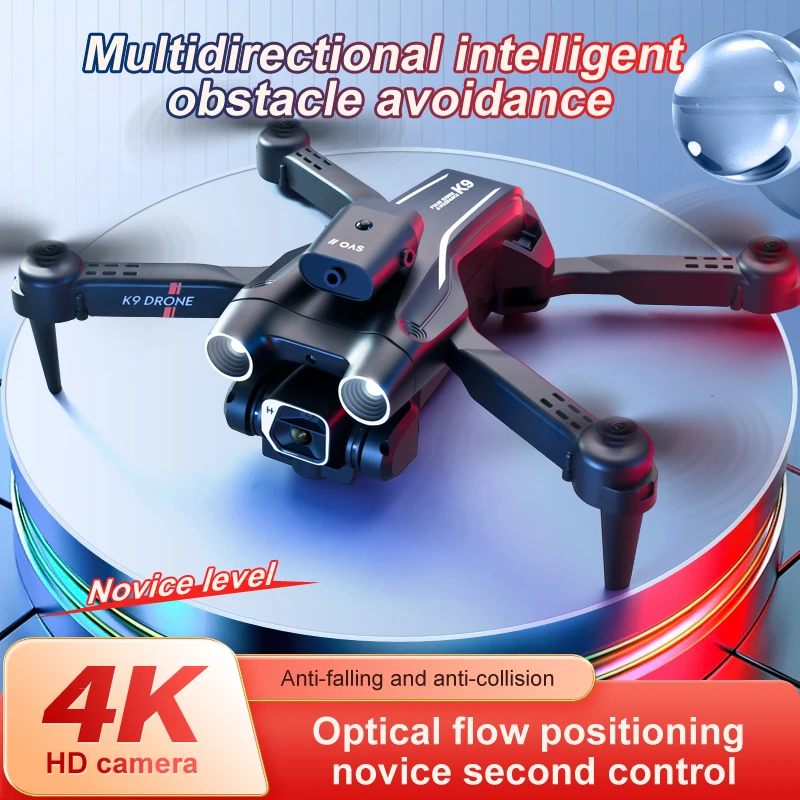 New K9 Drone 4K HD Dual Camera Quadcopter Obstacle Avoidance Foldable Optical Flow Positioning Remote Control Toys