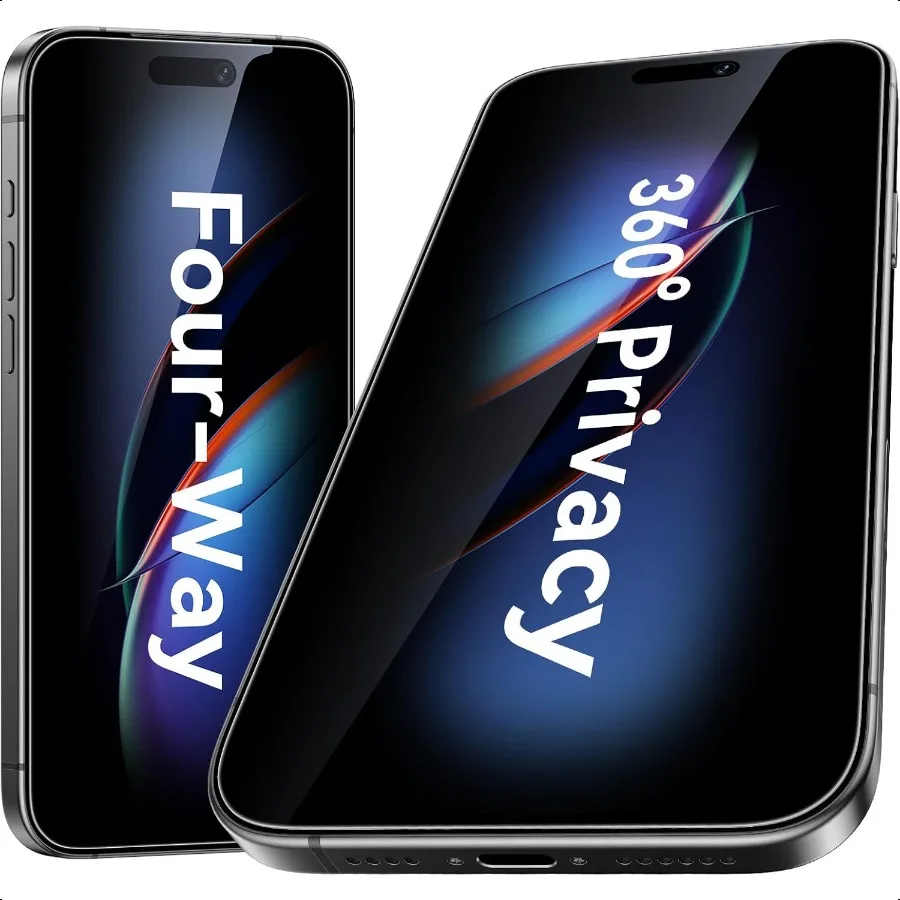 

[2 упаковки для iPhone 17 Pro Max 360, защитная пленка для экрана, 4-стороннее противошпионское закаленное стекло, небьющееся, устойчивое к подряпинам E