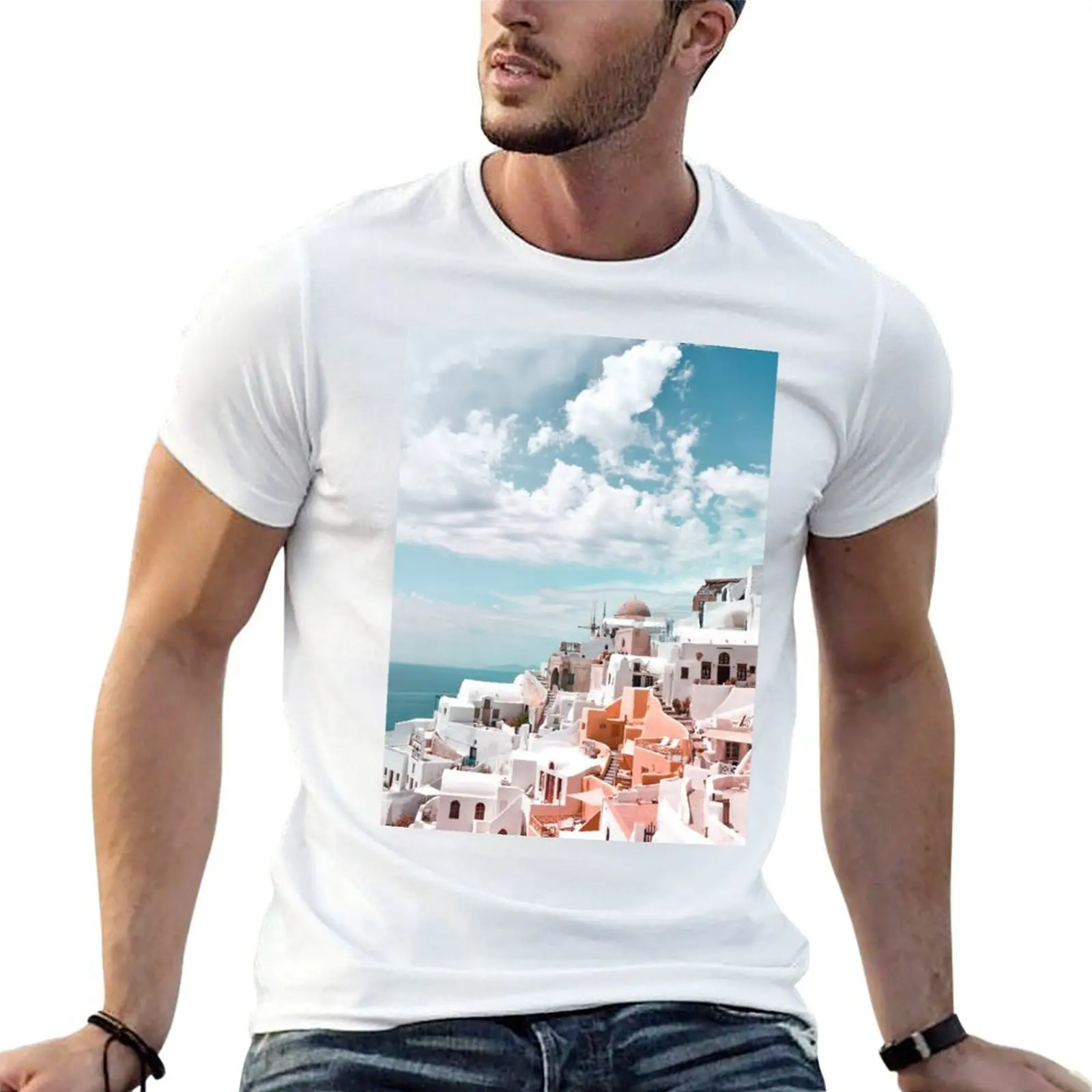 

Santorini Oia Greece T-Shirt t shirt men 100% cotton luxury brand g man t shirts for men t shirt custom print T-shirt