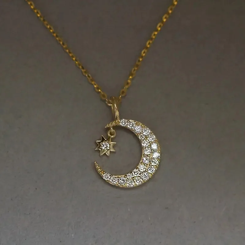 2025 New European and American Dream Necklace Shining Exquisite Moon and Star Accessories for Ladies' Daily Skirts Accessories
