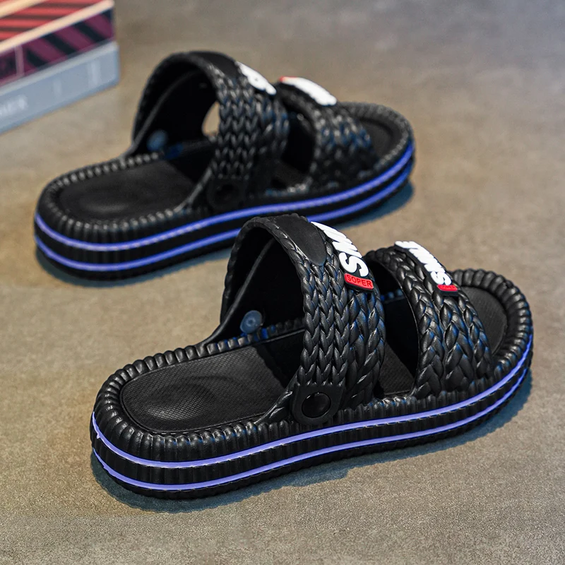 Men's Summer Outdoor Sports Sandals Thick Bottom Beach Slippers Anti-Slip Driving Slippers Fashionable Korean Style EVA Material
