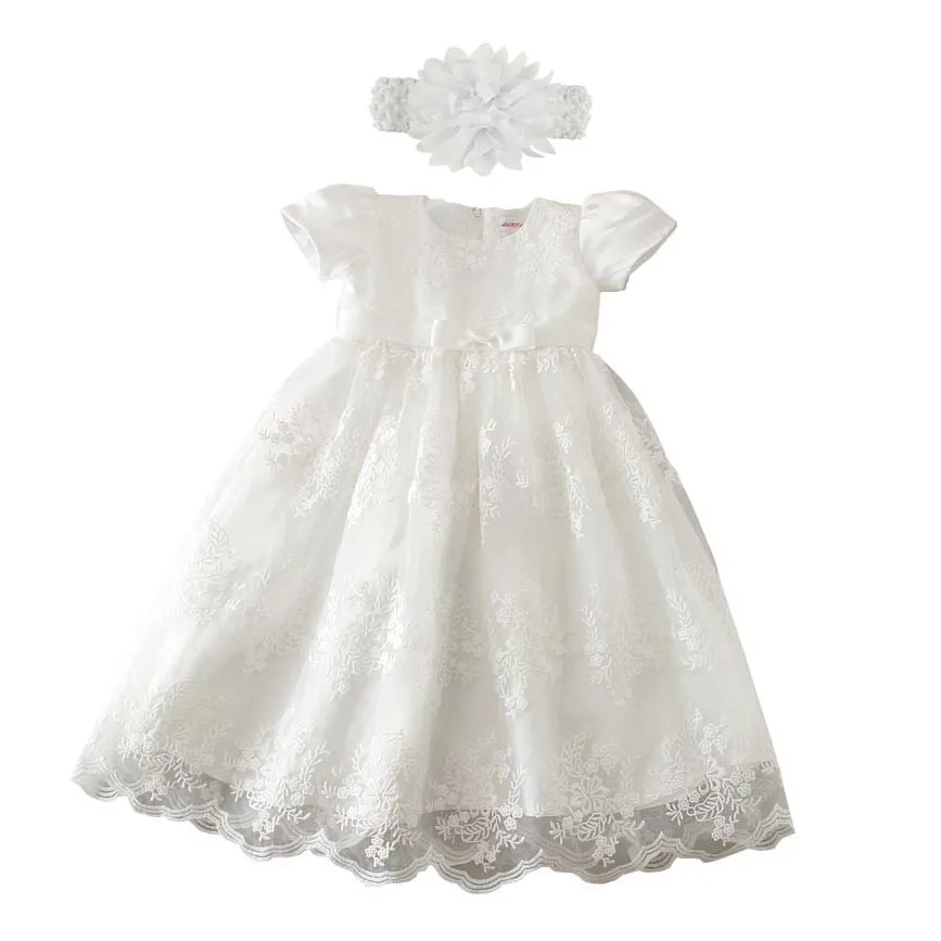 

White Baptism Dress for Baby Girl Lace Embroidery Vestido Infant Christening Gown Princess Wedding Party Dress for Newborn Child