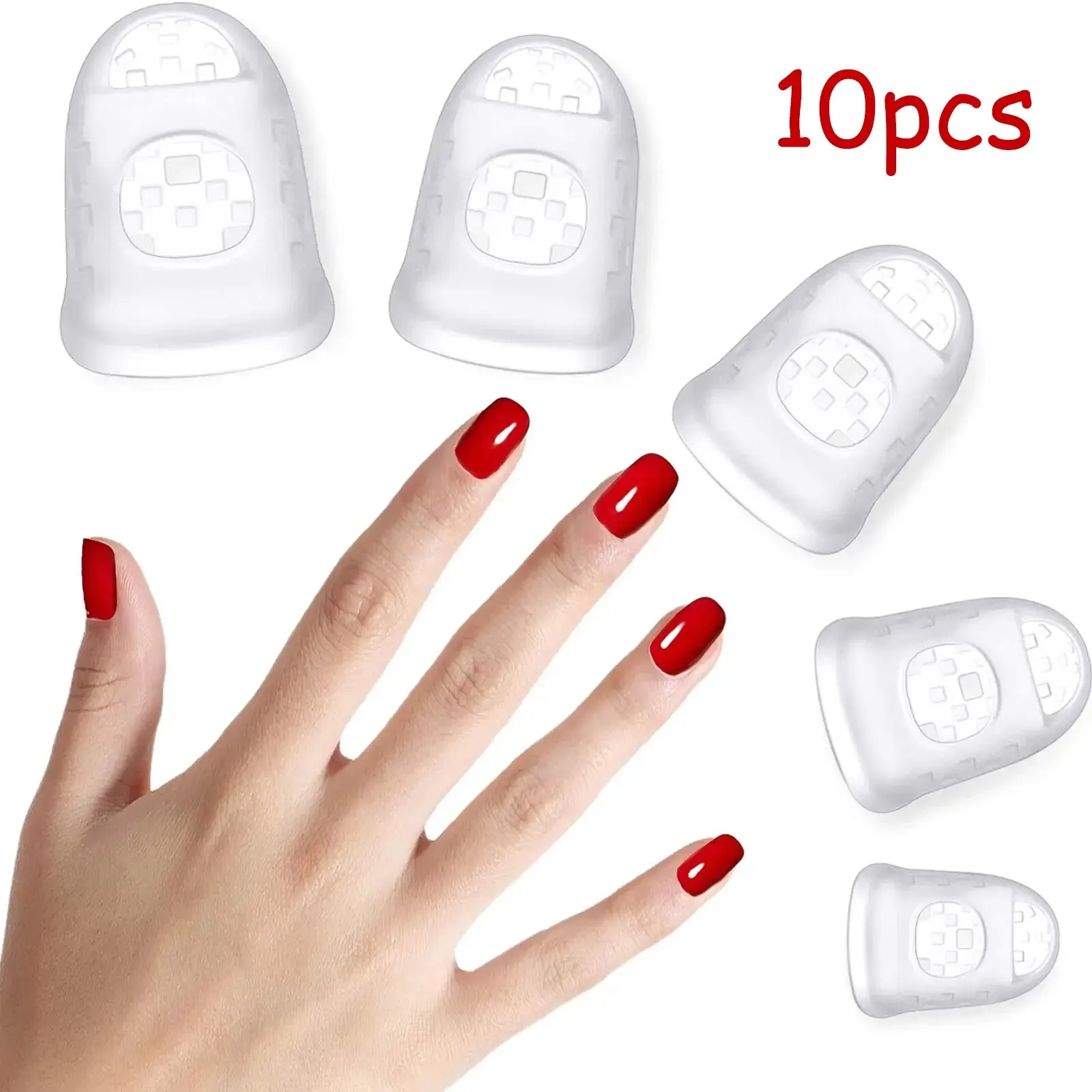 10 Pieces Guitar Fingertip Protectors Silicone Finger Guards Anti-slip Finger Protection Covers Caps for Stringed 5 Sizes