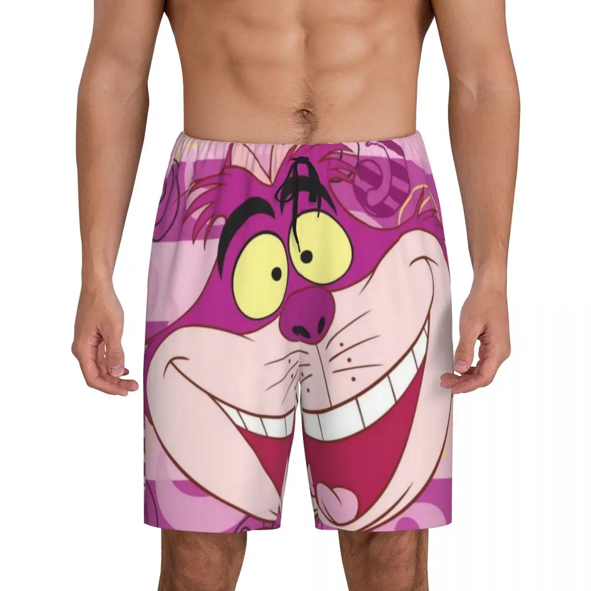 

Пижамные шорты с принтом «Алиса в стране чудес», Чеширский кот, мужская одежда для сна, короткие пижамы с карманами