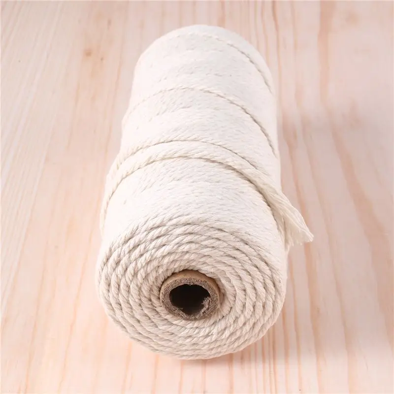FLYY-Makramee-Baumwollschnur 3 mm mit Makramee-Perlen, Holzseil, Holzstab mit Haken für Pflanzenwandhalterungen, Makramee-Set – Detail 2