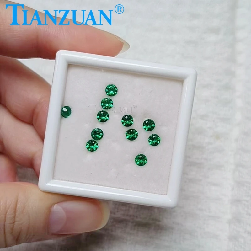 

1.5-4.5mm Round shape Created Hydrothermal Muzo Emerald with Inculsions Loose Stone