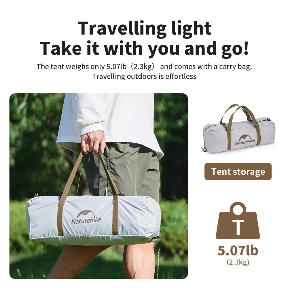 Naturehike-خيمة تخييم محمولة كبيرة المساحة ، خيمة شاطئ مضادة للماء ، خيام مظلة خارجية ، حماية من فوق البنفسجية ، المشي لمسافات طويلة ، جديد ، UPF50 + ، 24