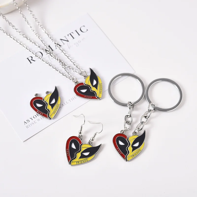 Deadpool & Wolverine Necklace Keychain Marvels Chain Pendants Charms Fashion Jewelry Accessories Women Earring Decoration Gift