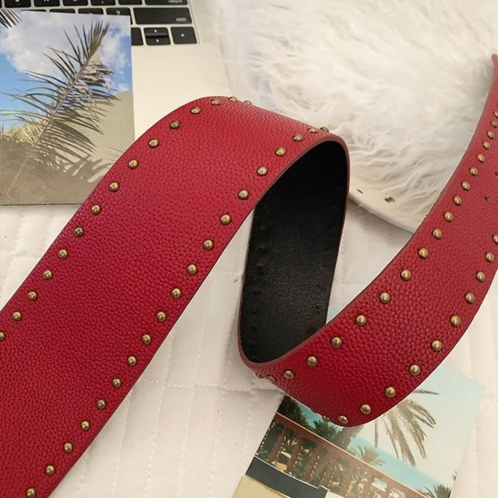Retro Vintage Rivet Leather Belt Y2k Gothic Women's Waist Belt Heavy-Duty Punk Dress Jeans Belt Streetwear