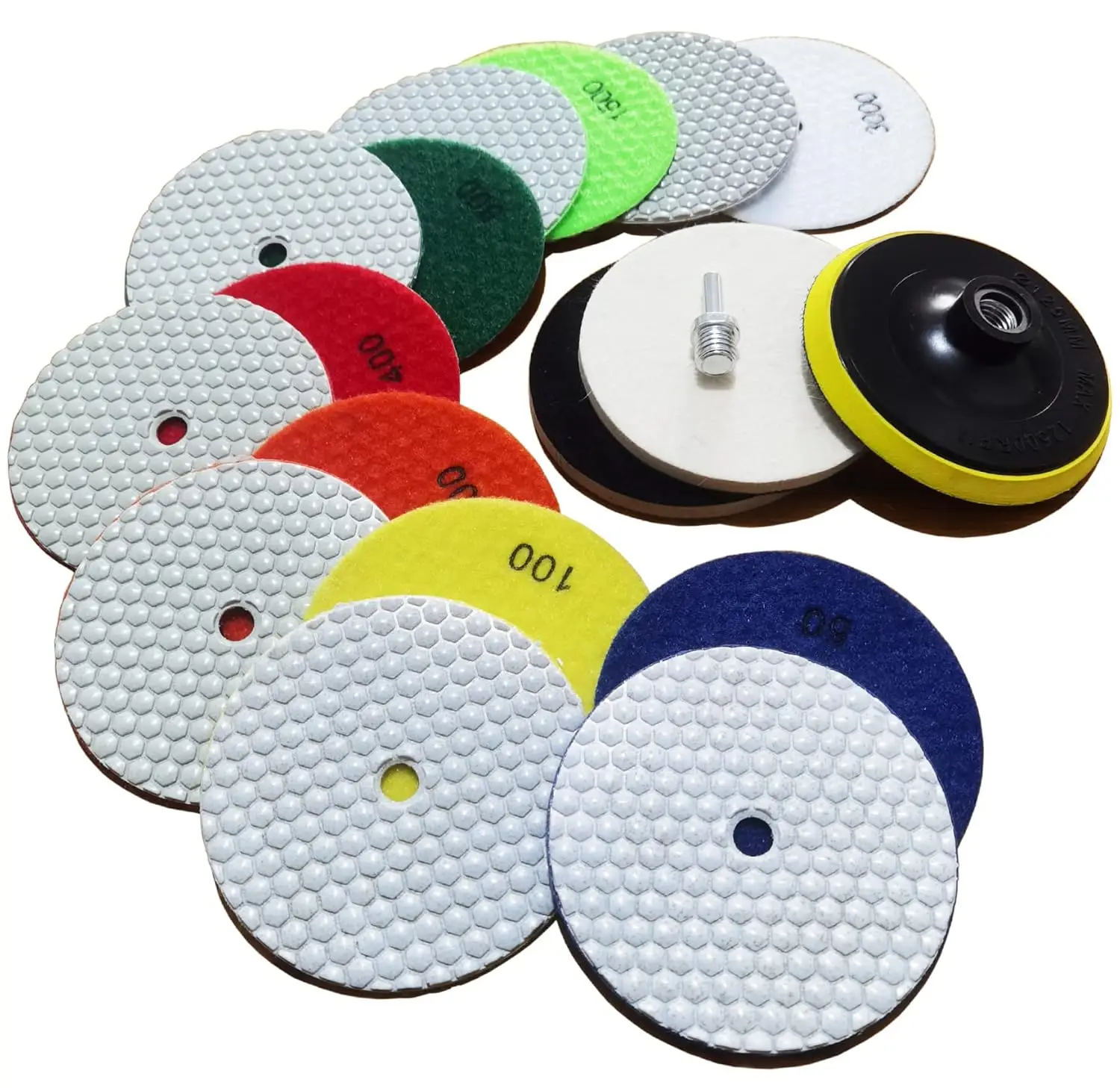 

5 Inch Diamond Polishing Pad Kit, 11PCS Wet/Dry Granite Marble Concrete Quartz Tile Buffing Discs for Drill Grinder
