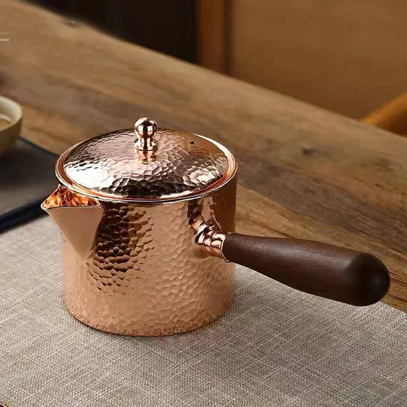 

Handcraft Pure Copper Teapot Water Kettle, Tea Coffee Pot, Hammer Pattern, Single Handle Water Boiler, Drinkware Tableware