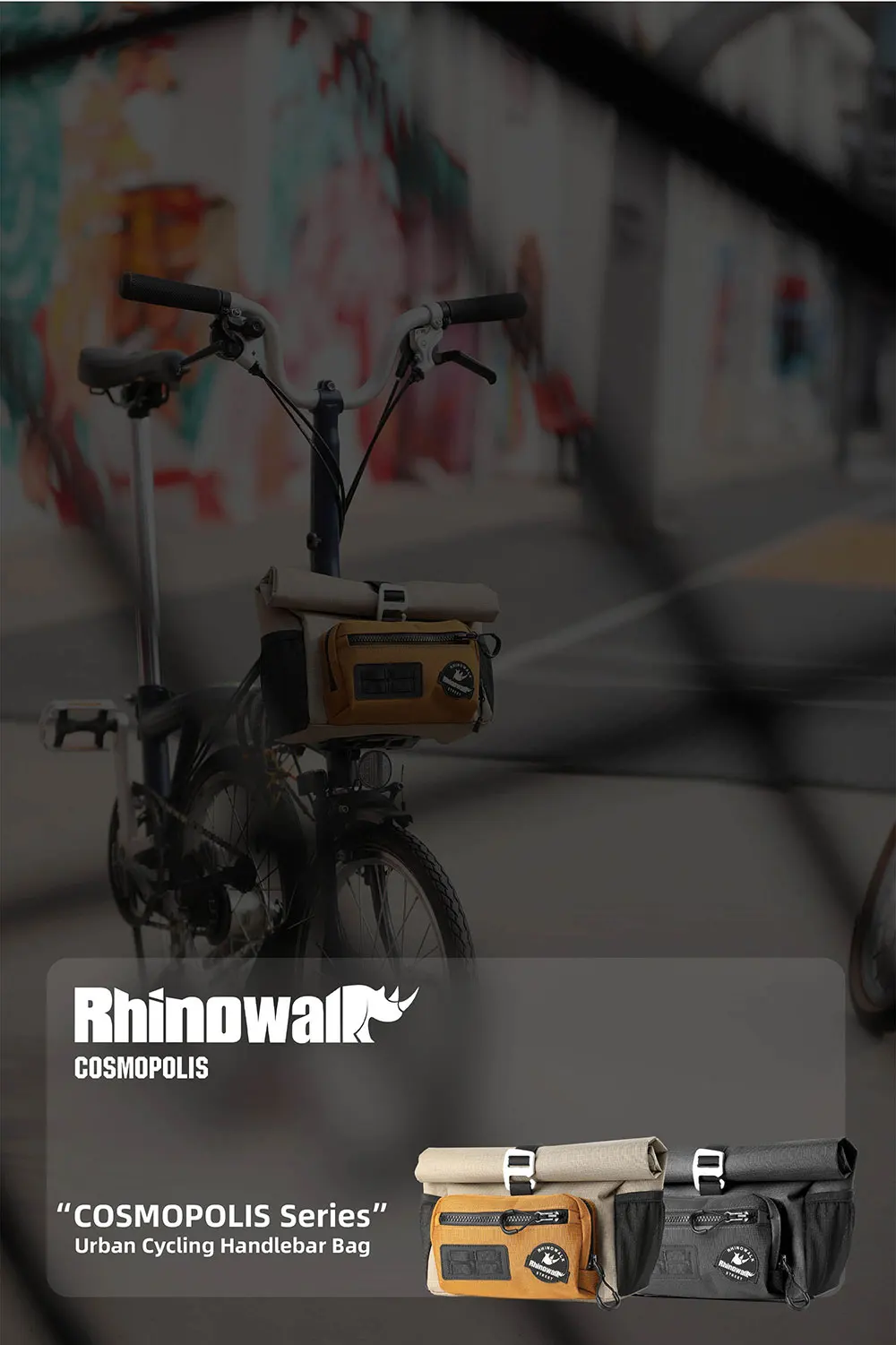 Rhinowalk Fahrrad-Lenkertasche, Schnellverschluss, mit Regenschutz, Schultergurt für Brompton Faltrad, Schultertasche, urbanes Radfahren – Detail 23
