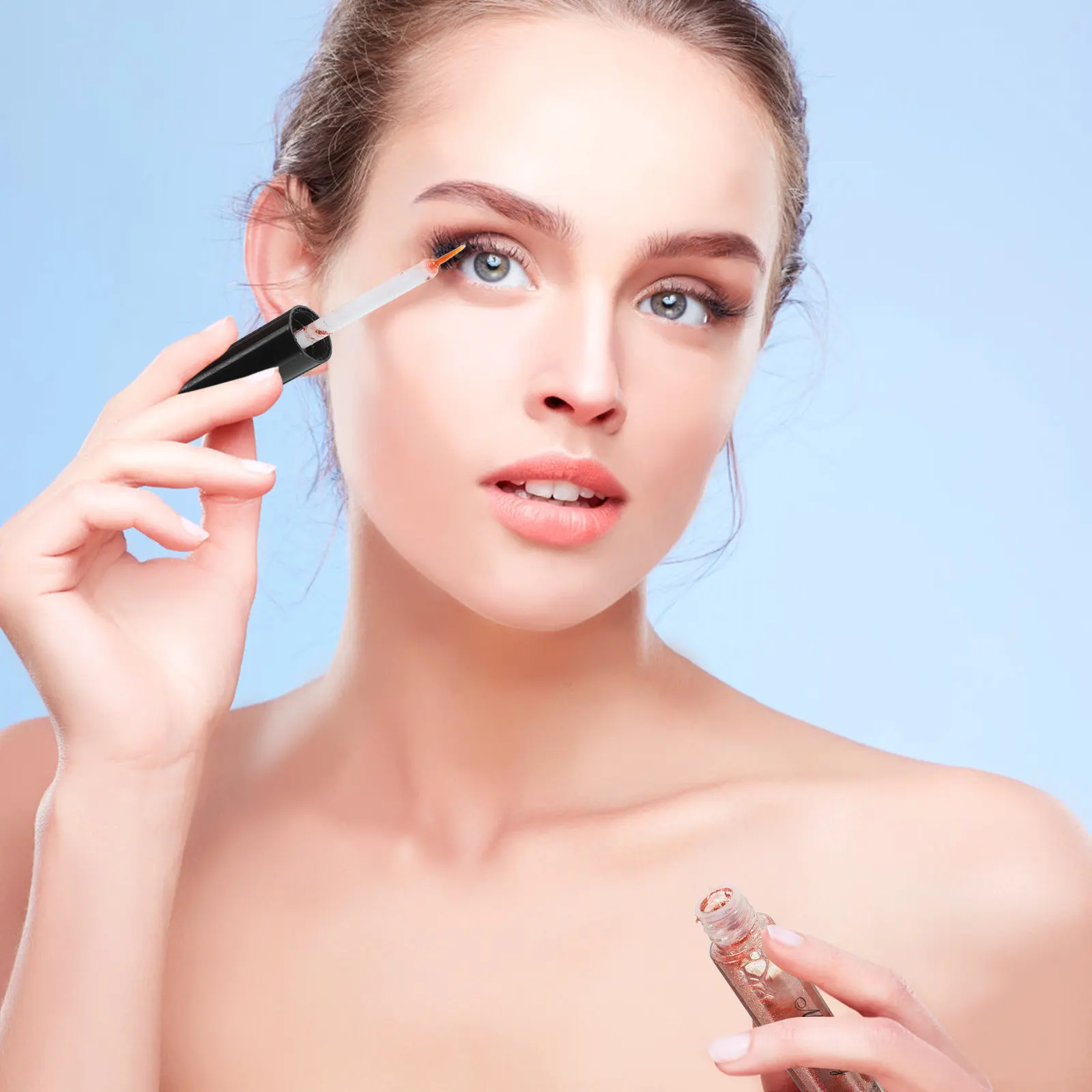 Delineador de ojos metálico brillante para mujer, maquillaje con purpurina, delineador de ojos líquido para belleza (7 # Bronce)