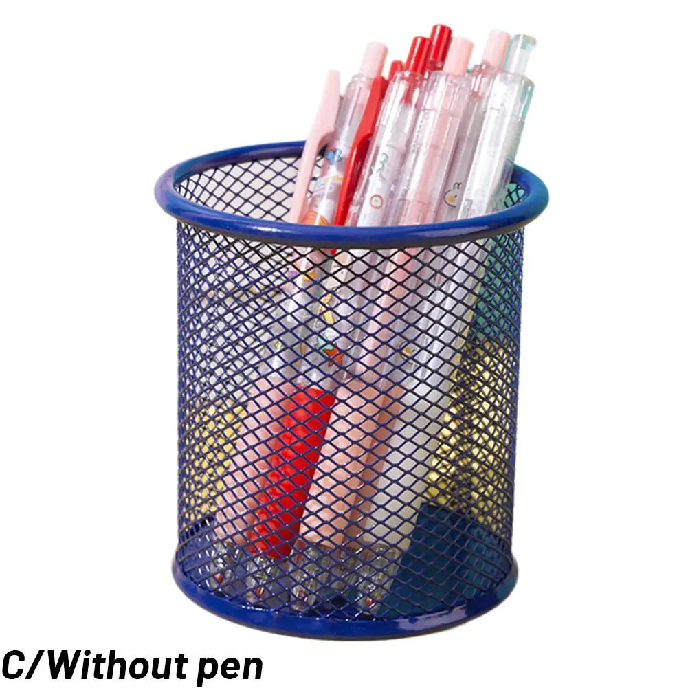 Container Desk Organizer Container Black Desktop Metal Pen Pencil Holders Cup Case Pen Mesh I6M8