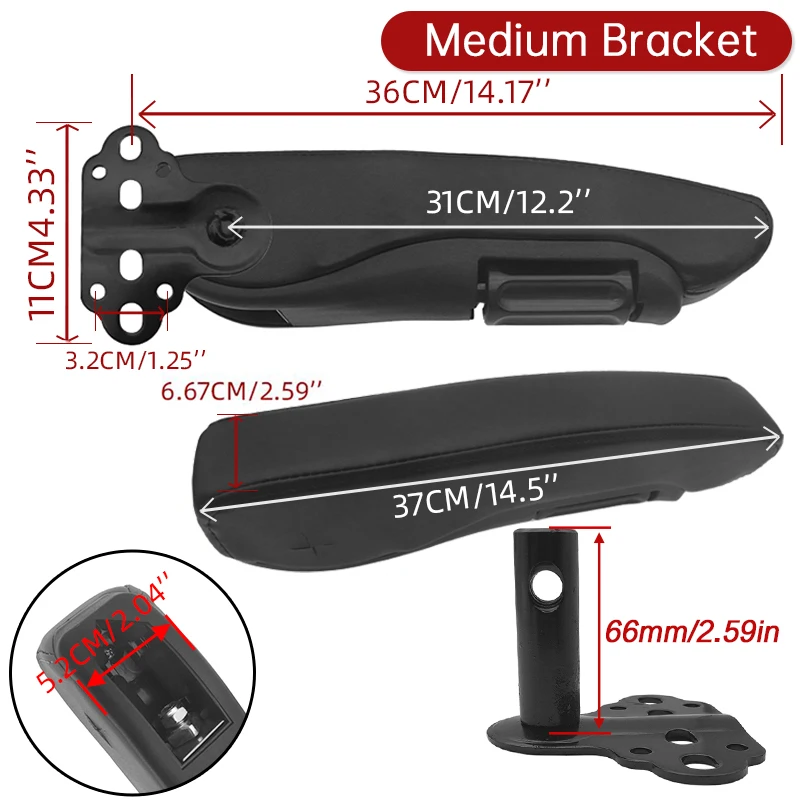 Universal Left Right Armrest Seat Adjustable Car Center Console Arm Rest Box Interior Accessories PU Leather 31cm 36cm 40cm