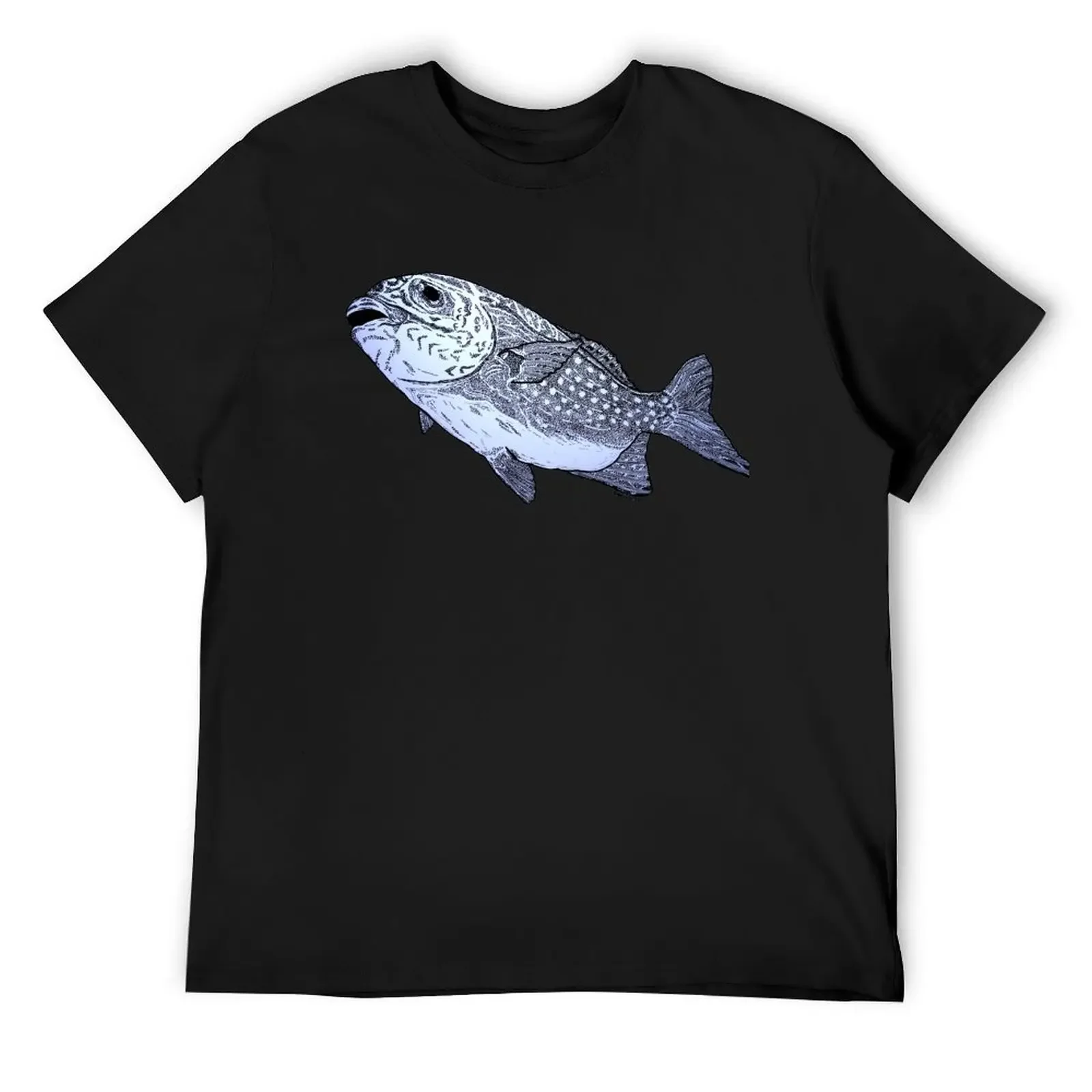 Big fish passing by T-Shirt oversized graphic tee graphic shirts black t-shirts for men