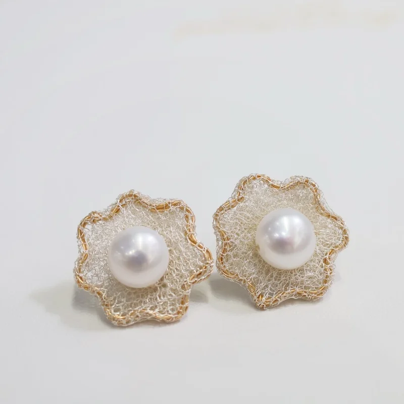 

SGARIT 14k Filled Gold Pearl Studs Hoop Earrings For Women Ear Drop Minimalist Tiny Hoops Wedding Fashion Jewelry