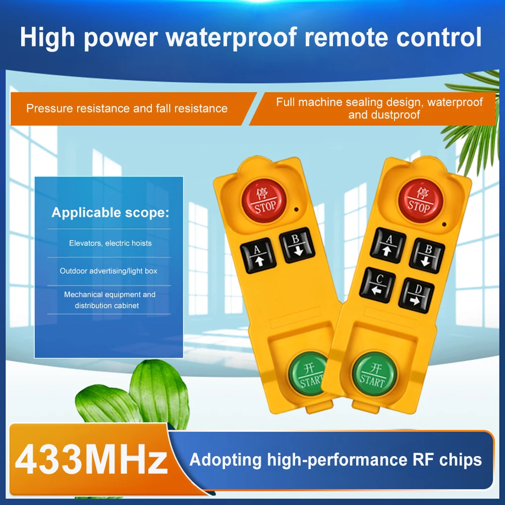 Industrial Wireless Remote Controller 433.92MHz Hoist Crane Control 2/4 Buttons Crane Industrial Radio Controller Waterproof