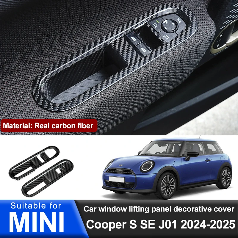 

Для MINI Cooper S SE J01 2024 2025, панель управления окном автомобиля, наклейка из углеродного волокна, декоративная крышка, модификация, аксессуары