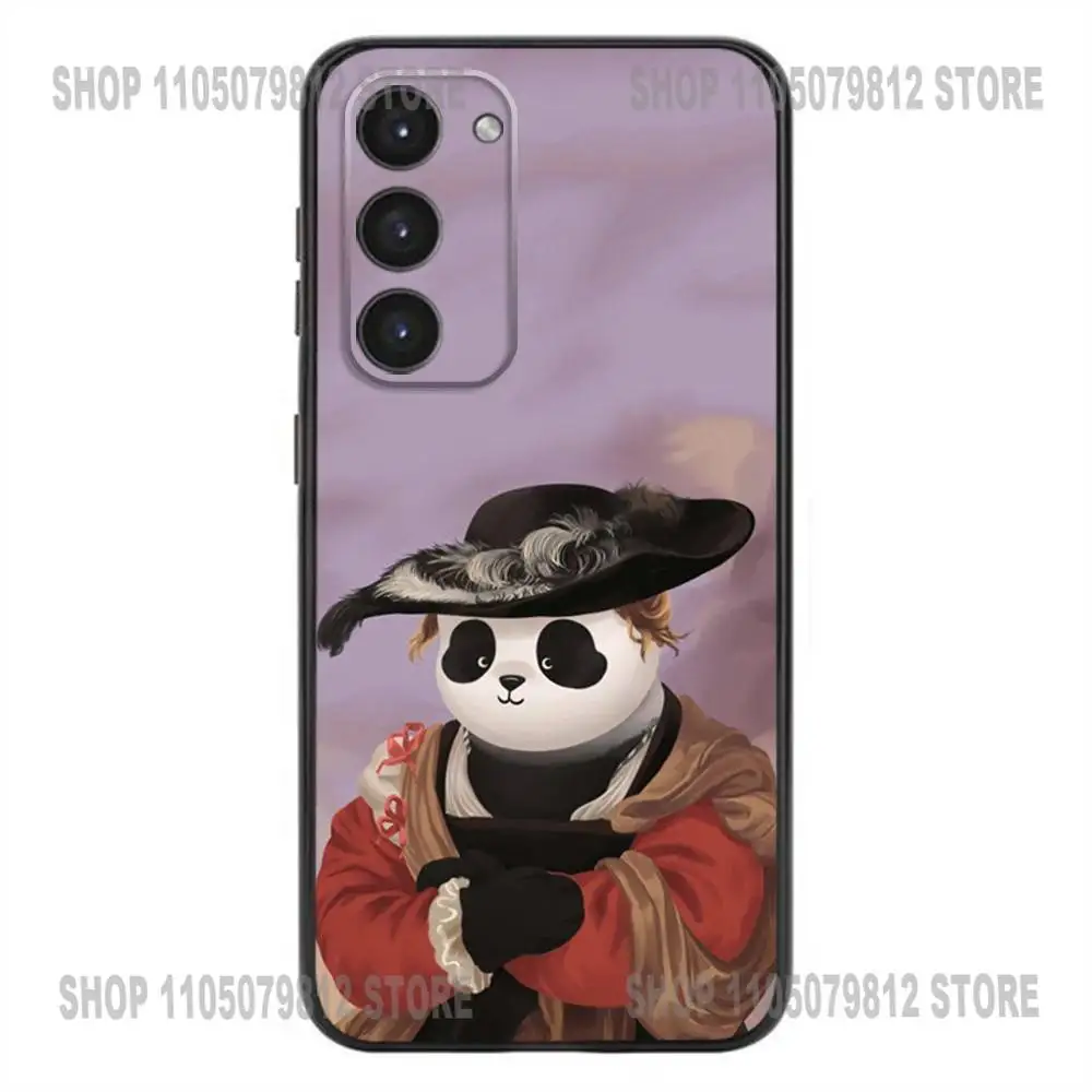 Capa de telefone divertida panda mona lisa arte para samsung galaxy a20,21s,22,31,32,52,53,72,73,80,91 capa preta de silicone macio