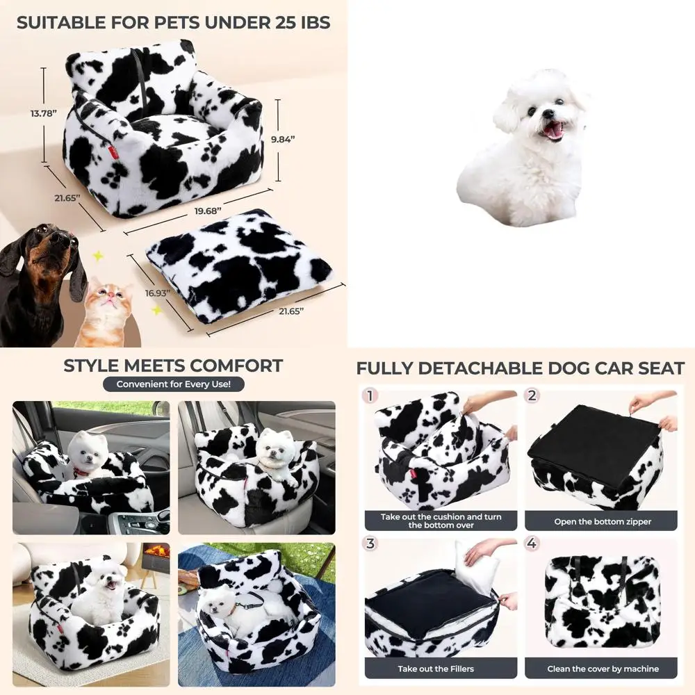 

Портативное автокресло для домашних животных со съемным моющимся чехлом, мягкое сиденье-бустер для собак и кошек до 25 фунтов, карманы для хранения и зажимы